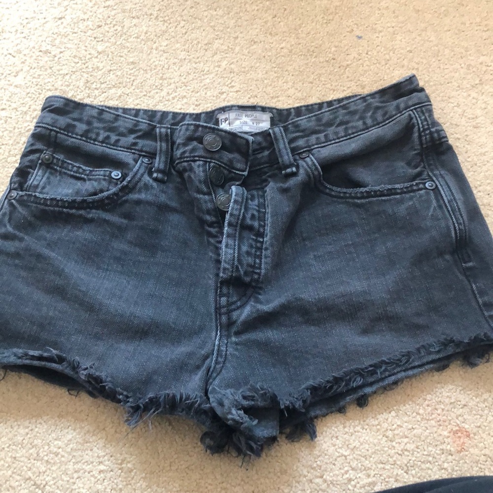 FREE PEOPLE black denim shorts